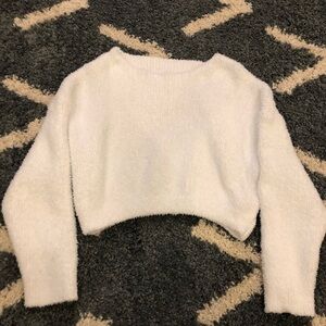 Cozy Cropped White Sweater